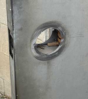 Image of door with storeroom lock removed